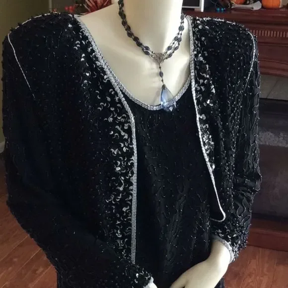 100% silk 💞BIDS & SEQUINS 💞PATRA 💞Jacket set - Picture 3 of 16